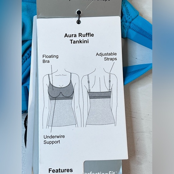 Coco Reef Tankini Costa Brava Ruffle Underwire Top, Teal, Size 38F, NWT - Picture 13 of 14